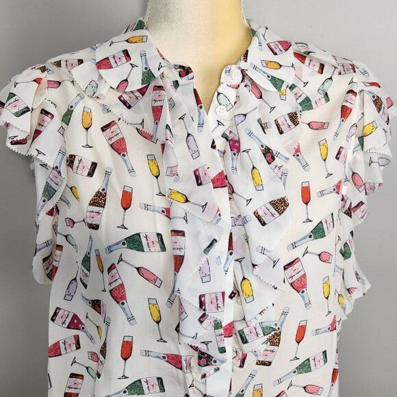 Alice & Olivia Silk Blouse Ruffle Robbie Size M celebrate new year - Picture 3 of 10
